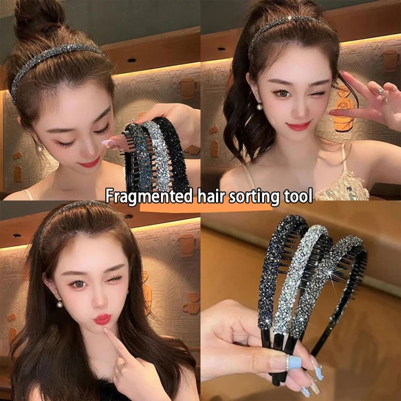 Rhinestone Non-Slip Toothed Headband – Shiny Hair Hoop Rhinestone Headband Axl