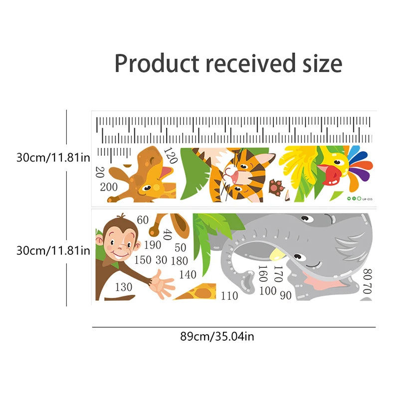Animal Height Chart Wall Sticker for Kids – 20 to 200cm Kids Height Chart Sticker Axl
