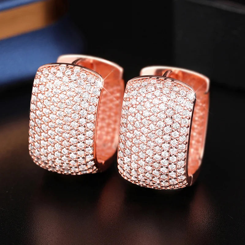 Huitan U-Shaped Cubic Zirconia Hoop Earrings for Women Hoop Earrings Axl E2957
