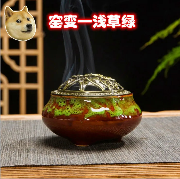 Ceramic Incense Burner – Sandalwood Box & Incense Diffuser Incense Burner Axl Asakusa green