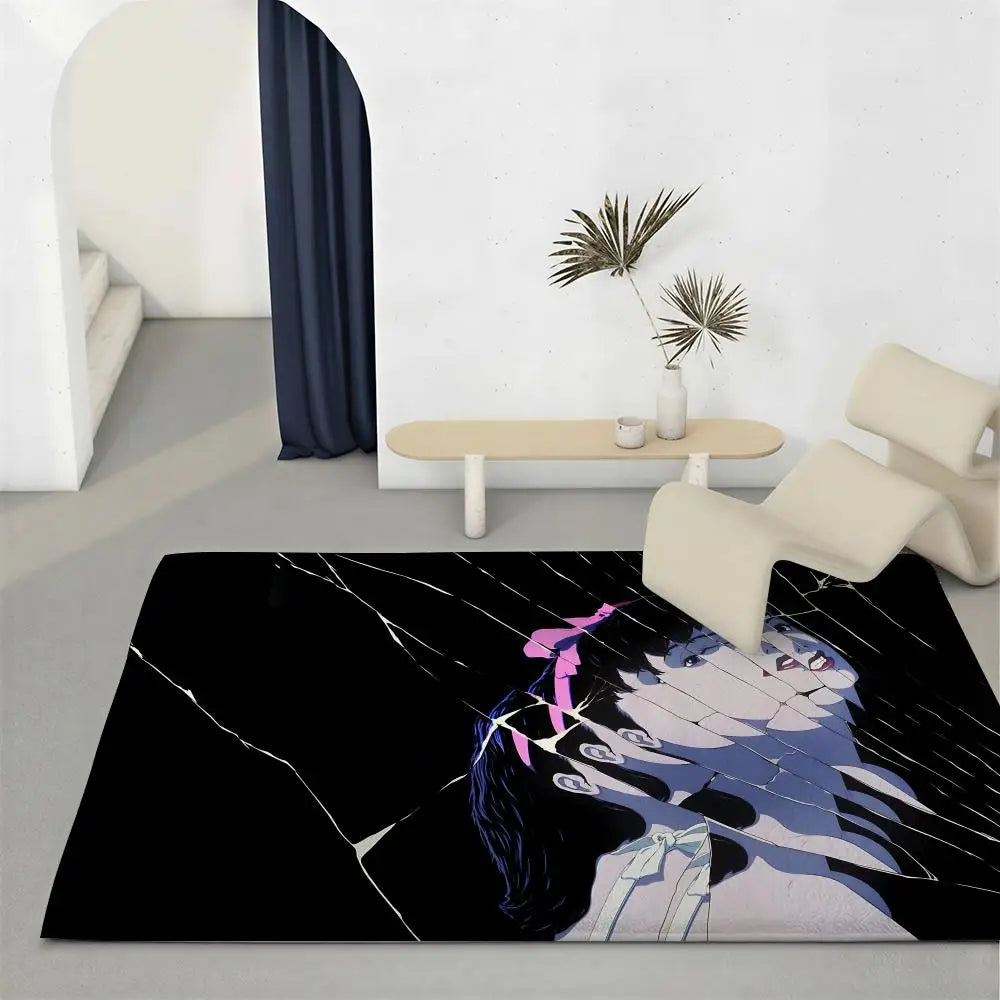 Anime Perfect Blue Flannel Floor Mat – Soft Non-Slip Indoor Rug Flannel Floor Mat Axl White3 100x160cm