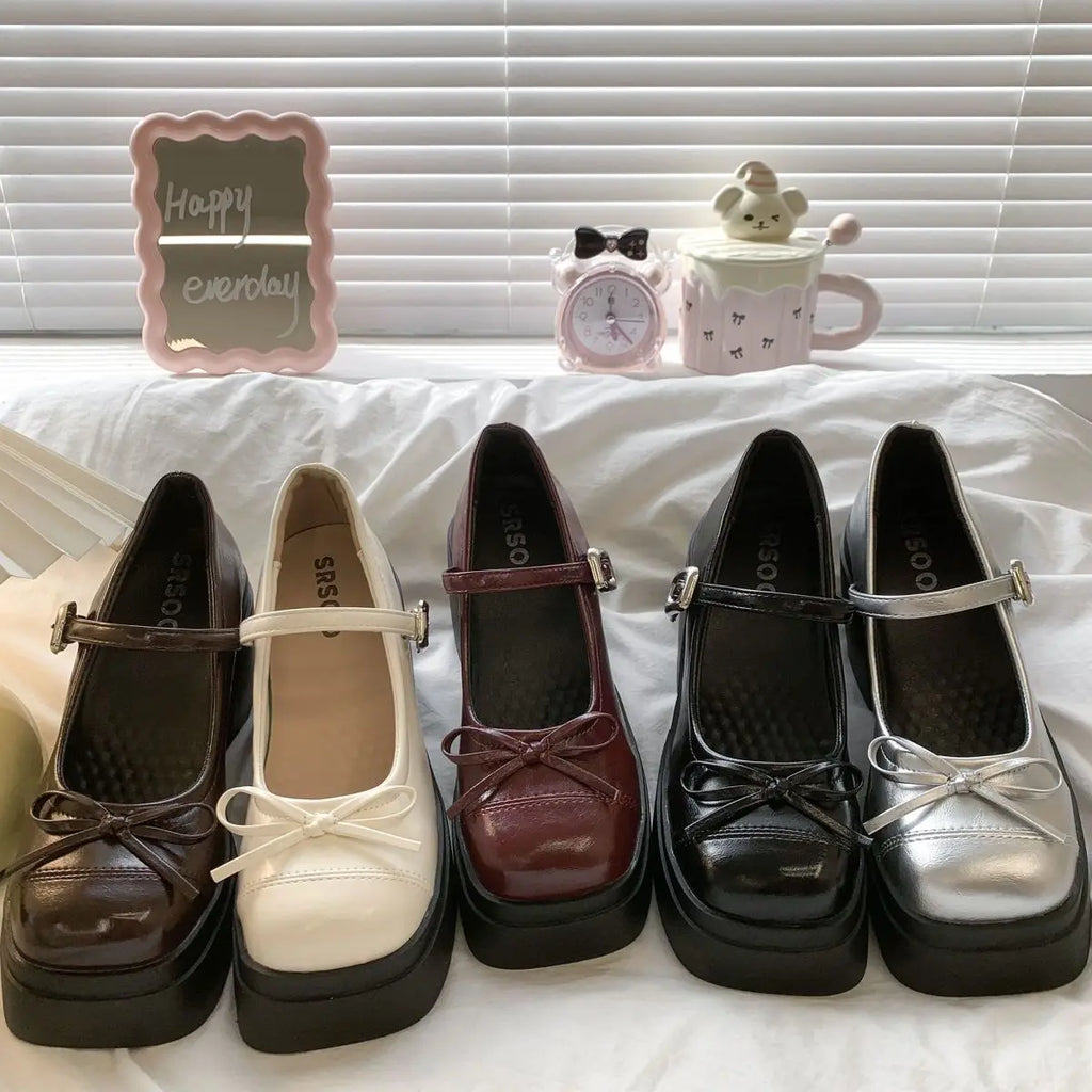Women's Platform Mary Jane Pumps | Square Heel Dress Shoes Mary Jane Pumps Axl