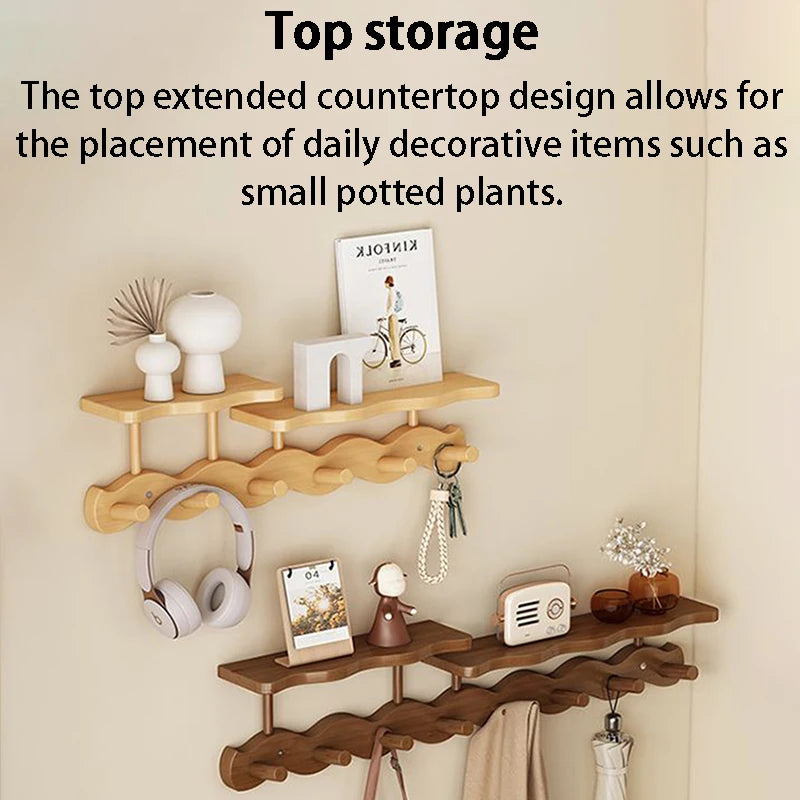Bamboo Wall-Mounted Coat Rack – 4-Hook Entryway Organizer Wall Coat Rack Axl