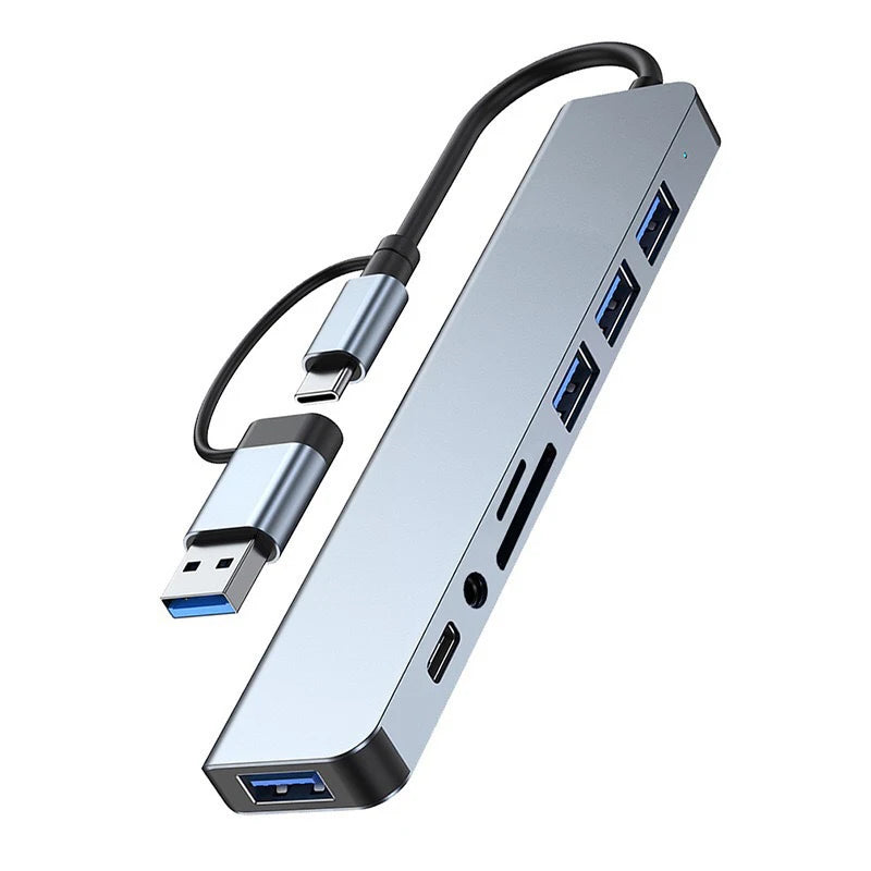 8-in-1 USB-C Hub – Audio Jack & TF Card Reader Adapter USB-C Hub Adapter Axl onesize
