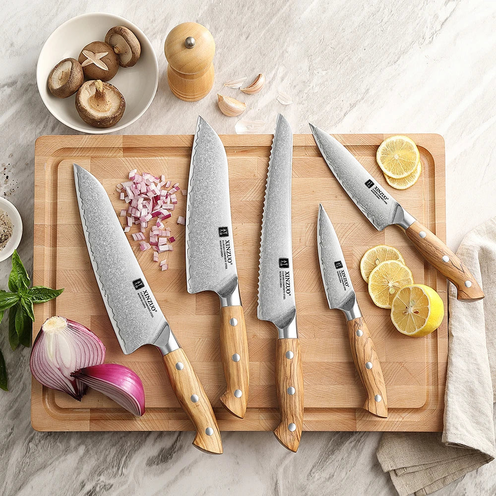XINZUO 5-Piece Composite Steel Kitchen Knife Set | Gift Box Kitchen Knife Set Axl