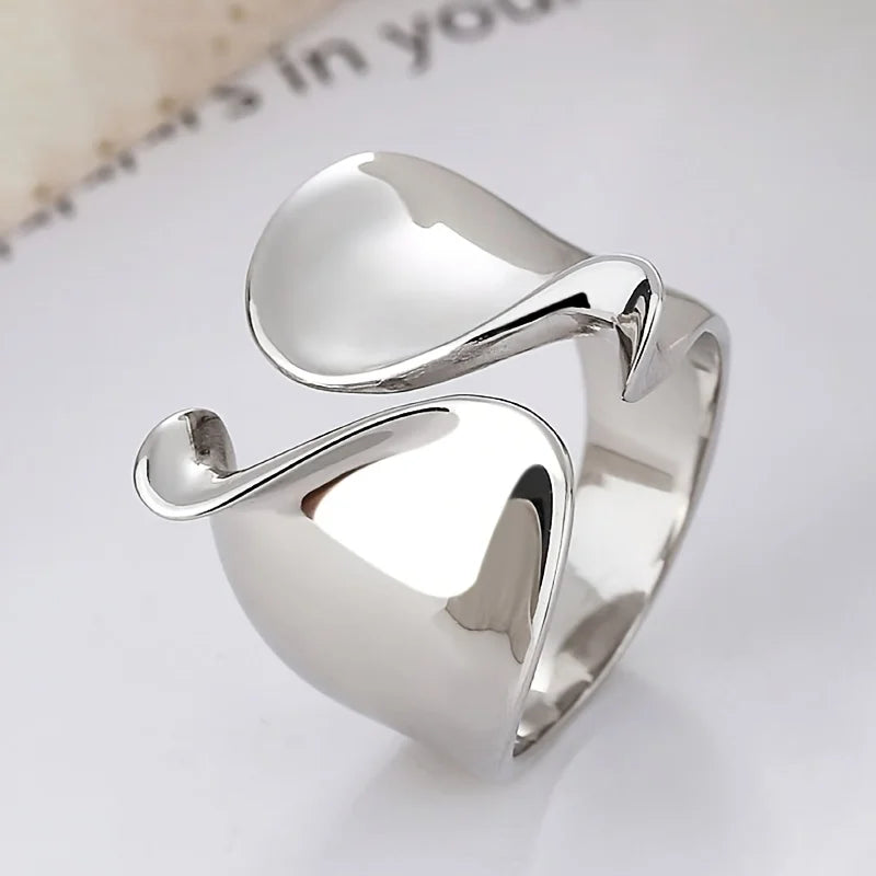 Huitan Geometric Wide Opening Ring for Women | Brass Fashion Fashion Ring Axl
