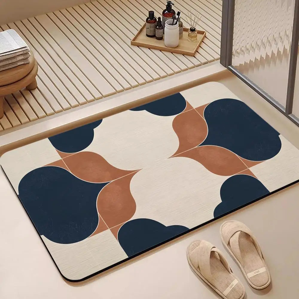 Art Deco Geometric Diatomite Bath Mat – Quick Dry Non-Slip Diatomite Bath Mat Axl