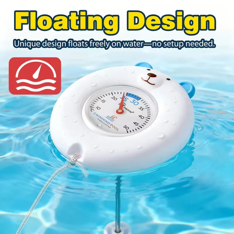 KT THERMO White Bear Floating Pool Thermometer | Battery-Free Floating Pool Thermometer Axl