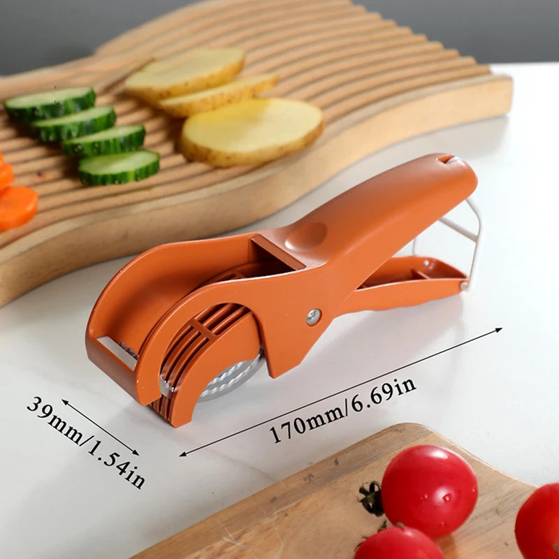 Stainless Steel Fruit & Vegetable Slicer | Manual Kitchen Tool Vegetable Slicer Axl Orange