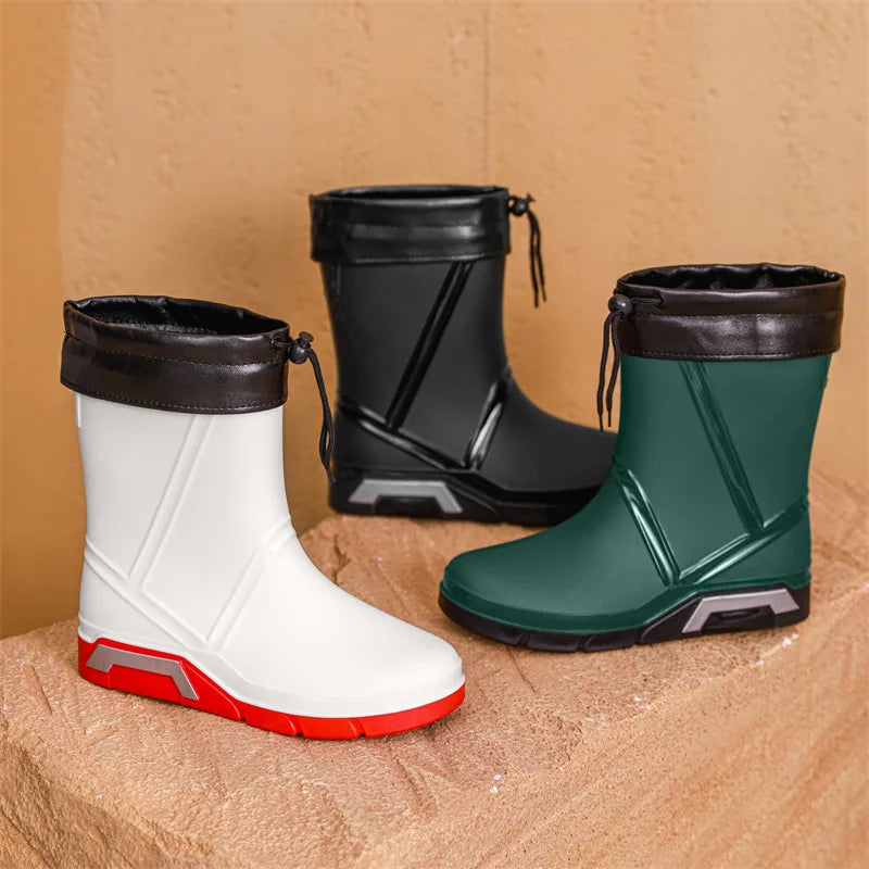 Men's Fleece-Lined Waterproof Rain Boots | Anti-Slip Rubber Sole Men's Rain Boots Axl
