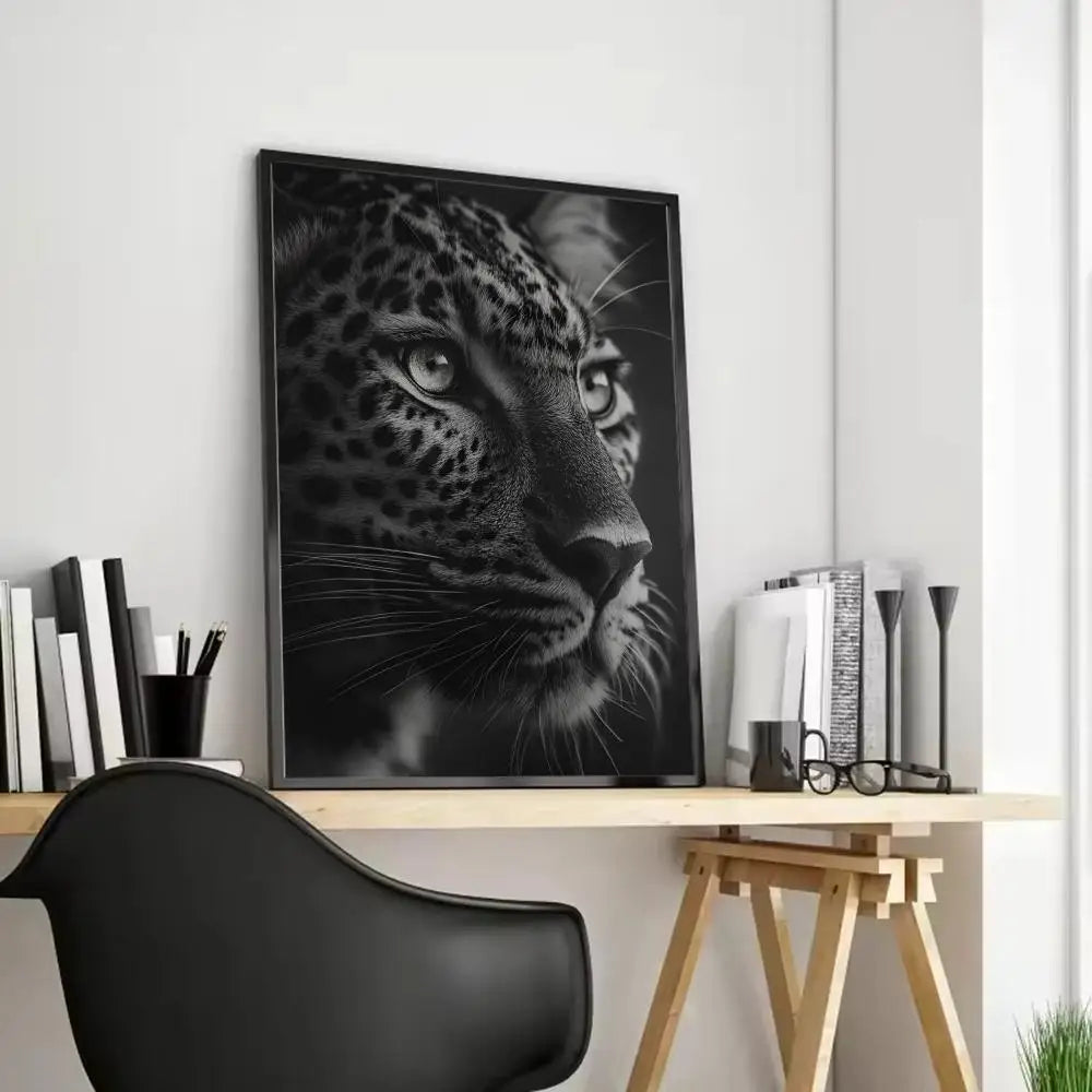 Women & Leopard Canvas Wall Art – Unframed Poster | Home Decor Canvas Wall Art Axl Black1 30X40cmFrameless