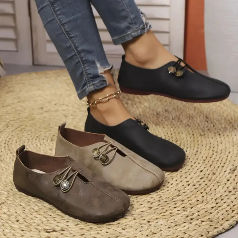 YBQJOO Women's Soft Sole Slip-On Flat Shoes with Buckle Women's Flat Shoes Axl