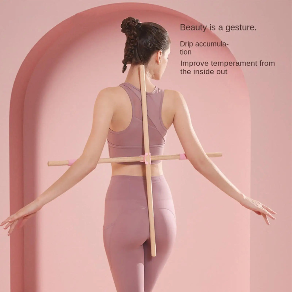 2-Pack Wooden Yoga Stick Pilates Stretching Bar | Posture Corrector Yoga Stretching Bar Axl