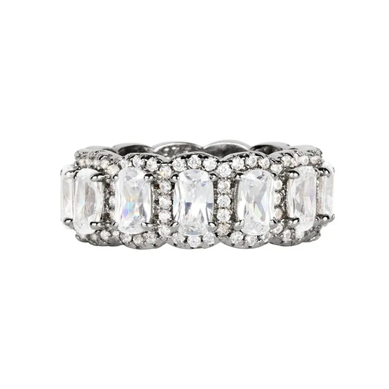 Huitan 5-Piece CZ Wedding Ring Set for Women | Brass & Zirconia Wedding Ring Set Axl