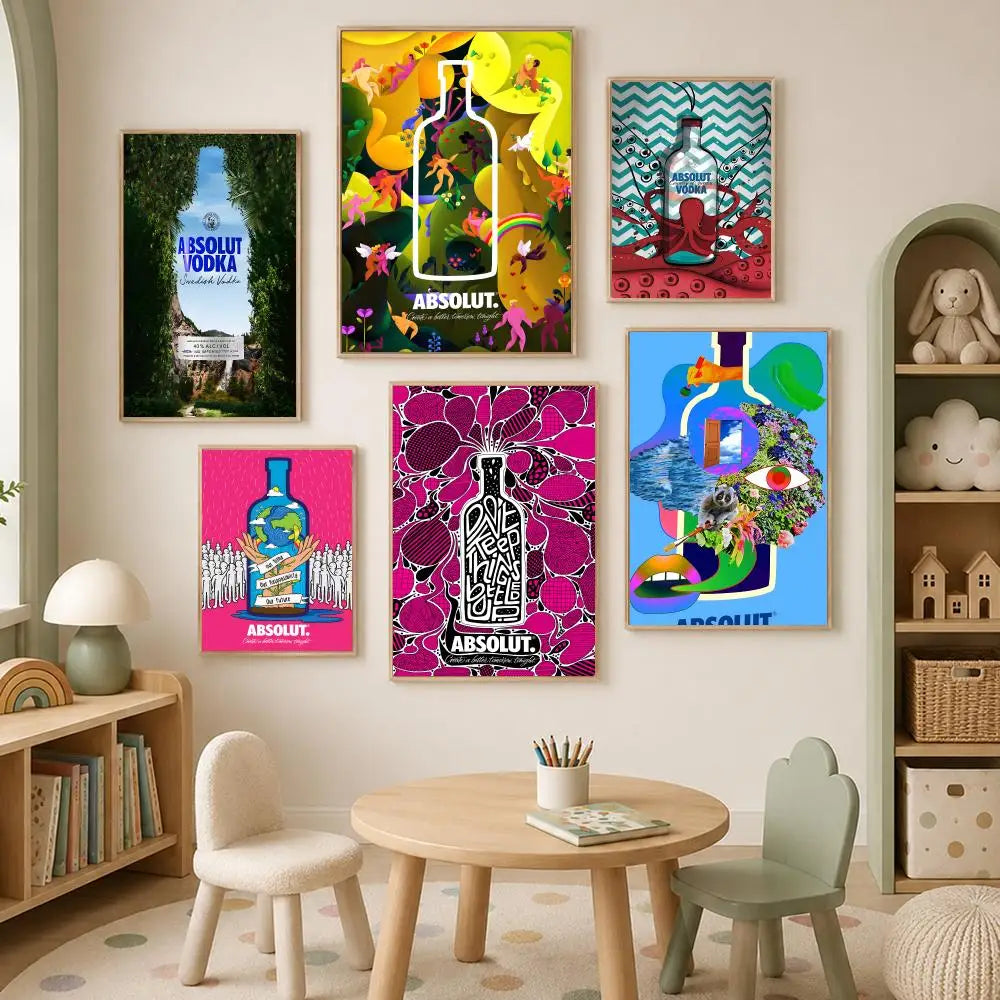 Absolut Vodka Wall Art Poster – Self-Stick HD Waterproof Decor Wall Art Poster Axl