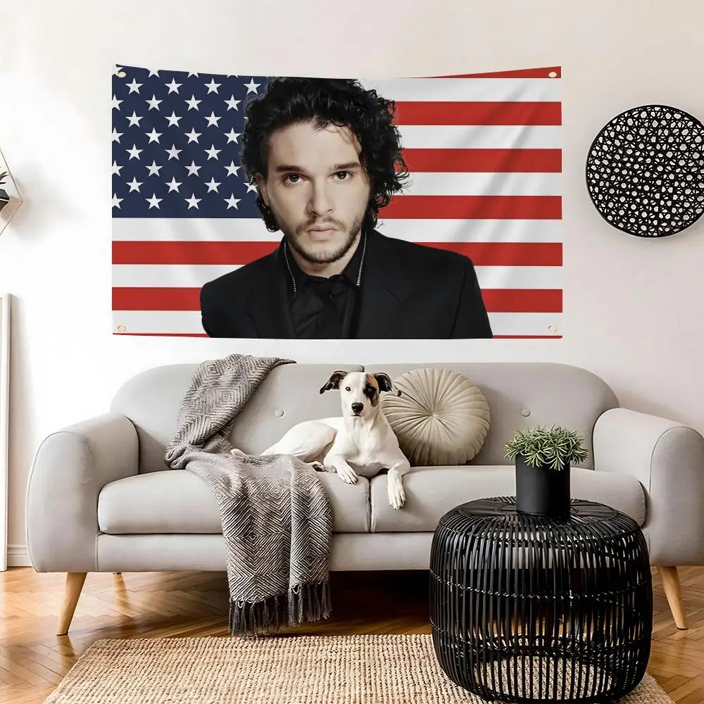 Kit Harington Fan Art Flag – Indoor & Outdoor Wall Banner Decorative Flag Banner Axl