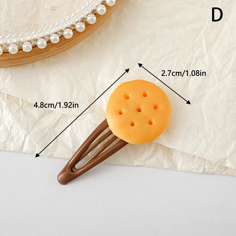 Kawaii Cookie Hair Clips – Cute Biscuit Barrettes 1 or 4 Pcs Hair Clip Barrette Axl D