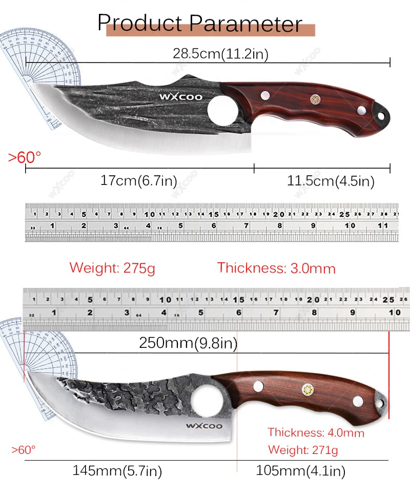 Hand-Forged Stainless Steel Butcher & Boning Knife Set Kitchen Knife Set Axl