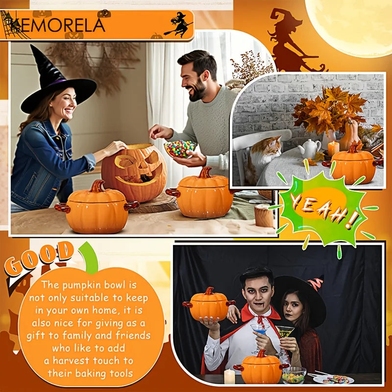 KEMORELA Ceramic Pumpkin Casserole Pot – Oven-Safe with Lid Ceramic Casserole Pot Axl