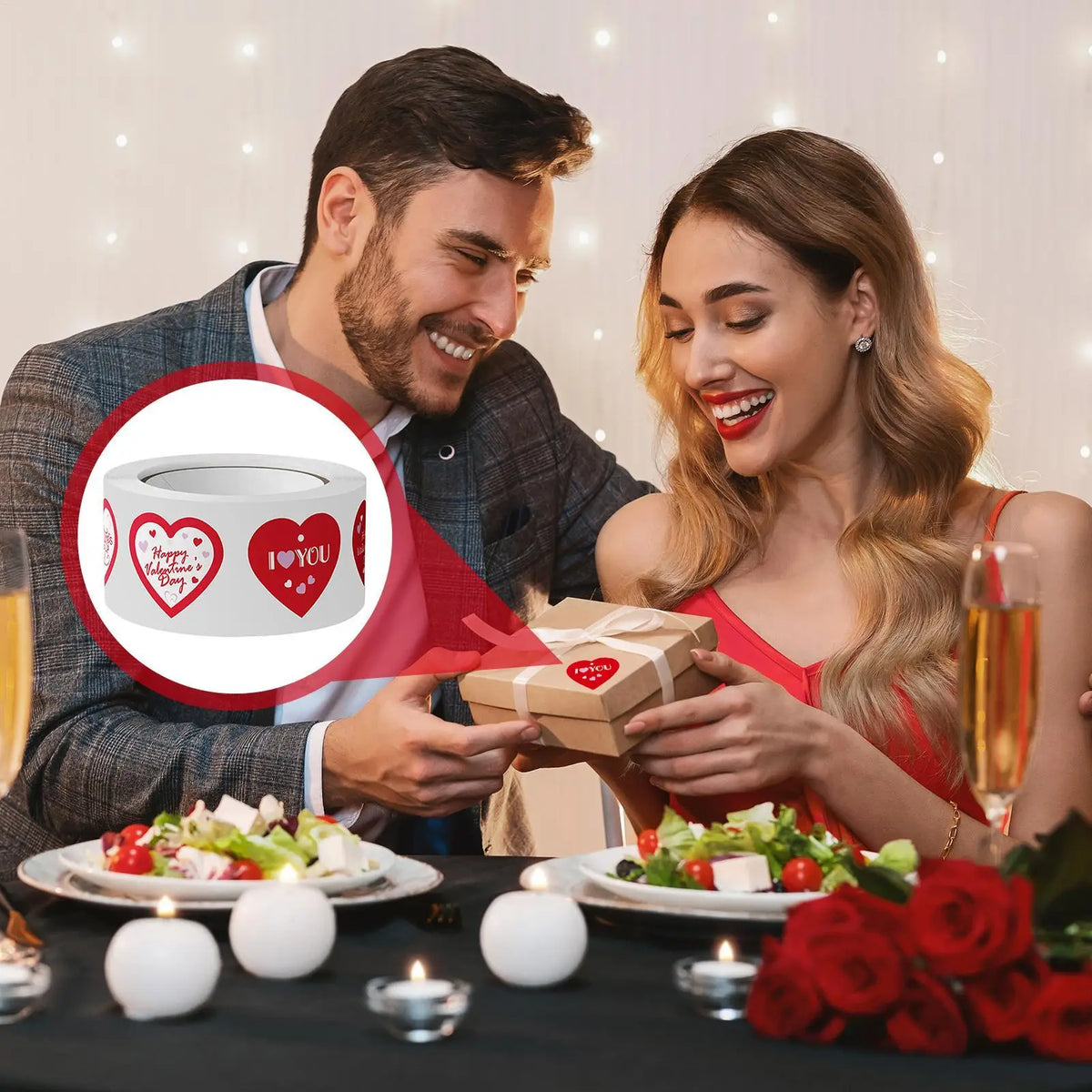 Heart Shaped Sealing Stickers Roll – Gift & Party Decor Decorative Sticker Roll Axl