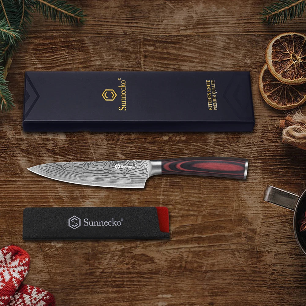 Sunnecko 5.5" Chef's Knife – Ultra Sharp High Carbon Steel Chef's Knife Axl