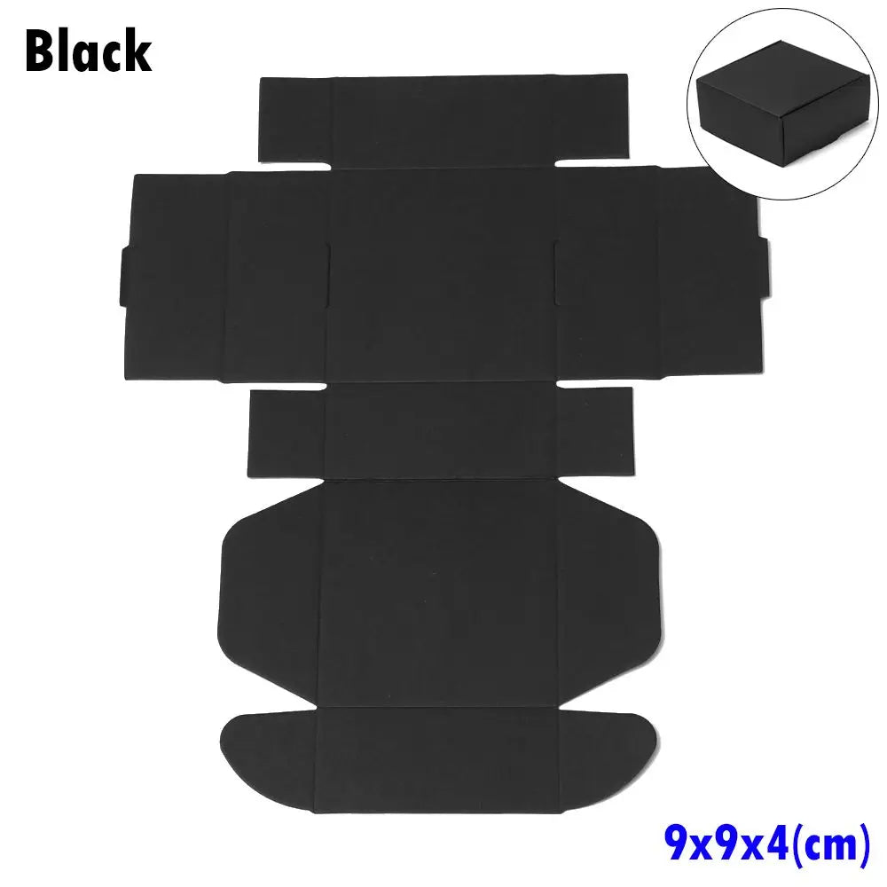 10-Pack Kraft Paper Gift Boxes – 9 Sizes Brown White Black Gift Packaging Boxes Axl black-9x9x4cm