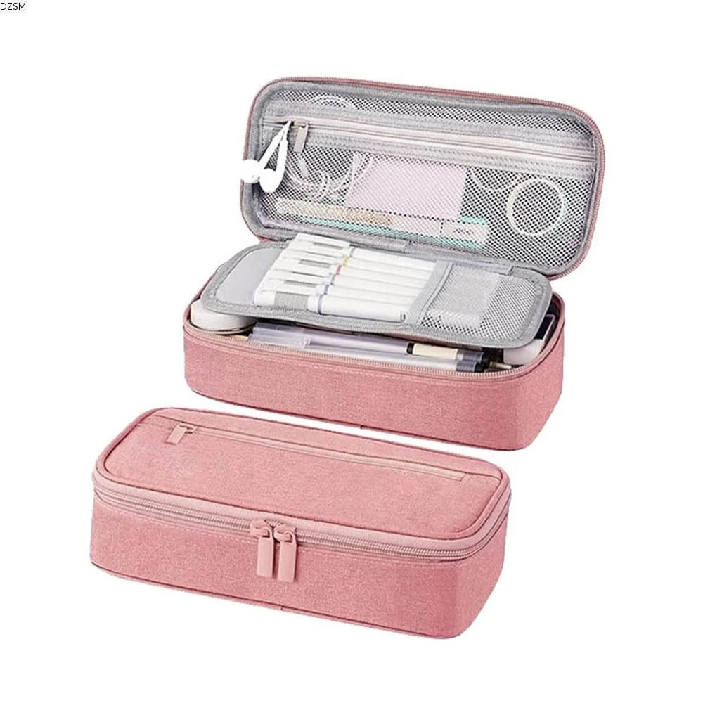 Large Capacity 2-Layer Zipper Pencil Case – Washable Pen Bag Pencil Case Axl
