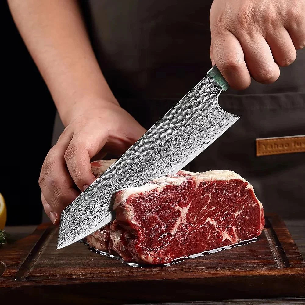 8-Inch Damascus Nakiri Chef Knife – 67-Layer VG10 Steel Damascus Kitchen Knife Axl