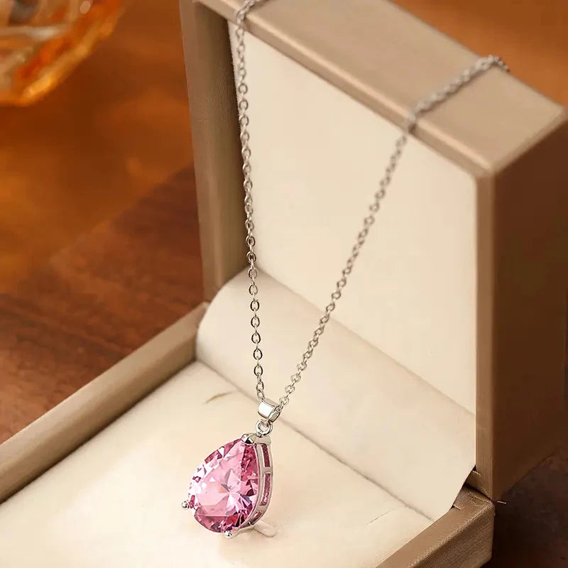 Huitan Cubic Zirconia Pendant Necklace – Bridal & Wedding Pendant Necklace Axl
