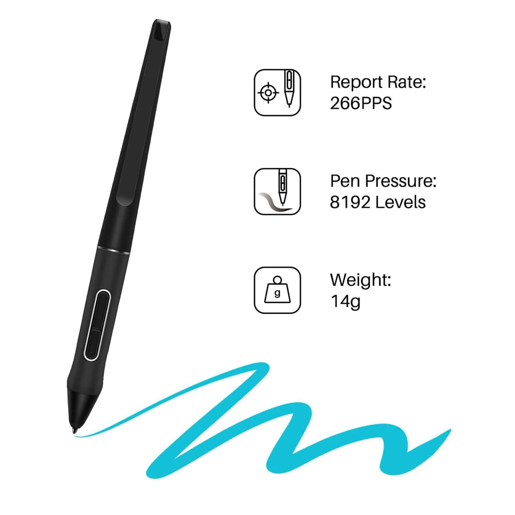 PW517 Battery-Free Stylus Pen 8192 Pressure – 10 Nibs for Huion Digital Stylus Pen Axl