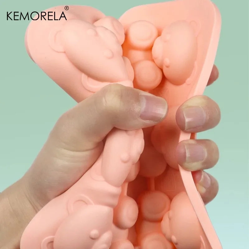 KEMORELA 6-Grid 3D Bear Silicone Ice Cube Mold – Teddy Shape Silicone Ice Cube Mold Axl