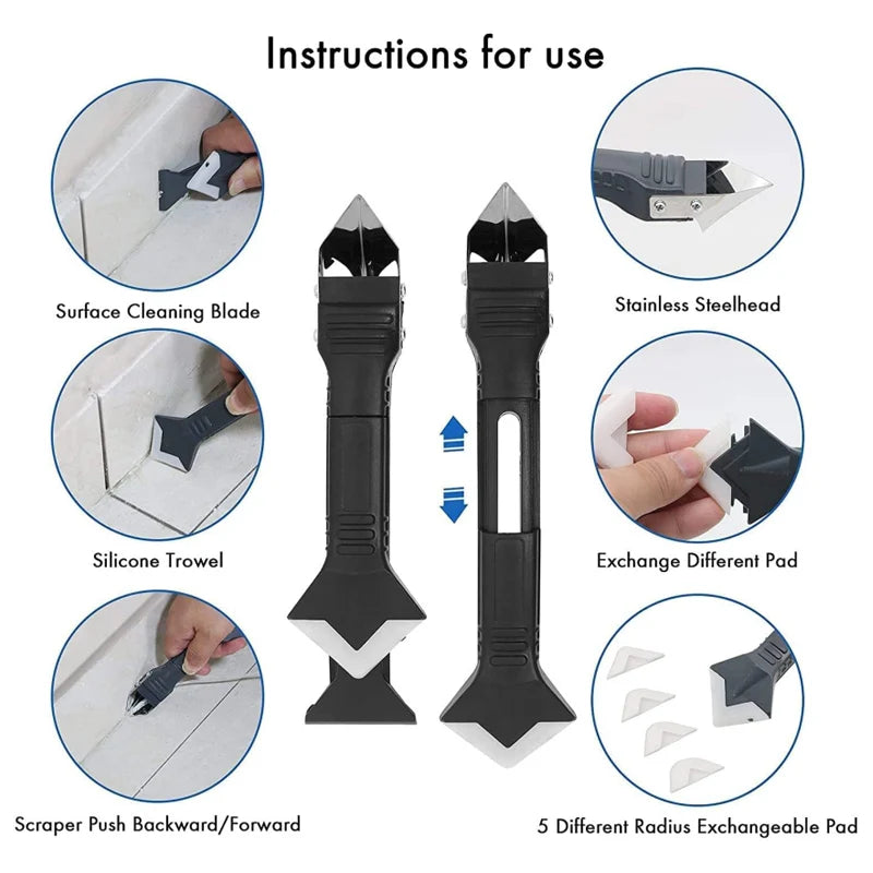 9-in-1 Caulk Finisher & Silicone Sealant Scraper Tool Set Caulking Tool Set Axl