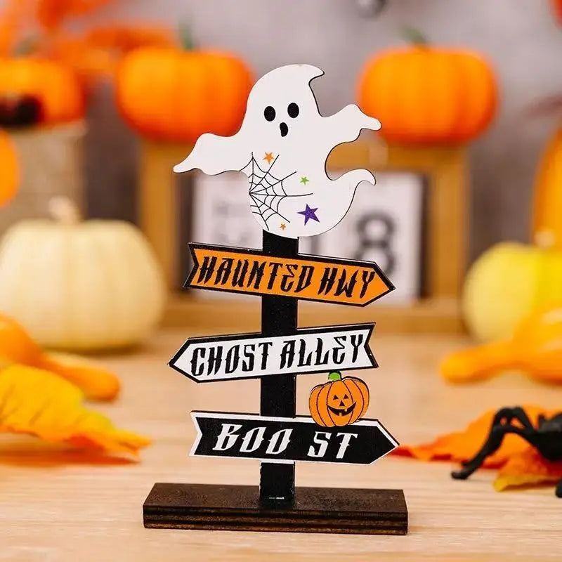 Halloween Wooden Ornaments – Pumpkin & Ghost Desktop Decor Halloween Wooden Ornament Axl ghost