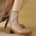 Women's Mesh High-Heel Ankle Boots – Breathable Summer Short Boots Women's Ankle Boots Axl aapricot 37