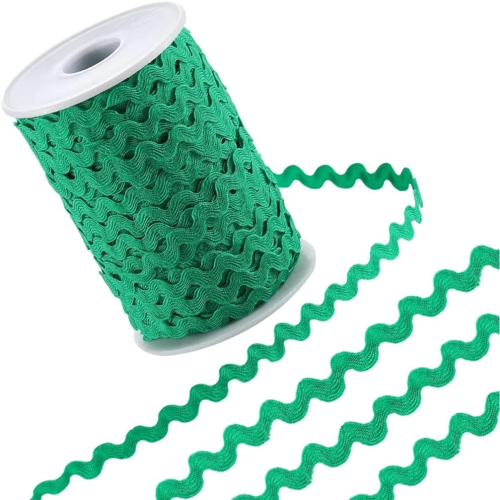 Green Ric Rac Trim Ribbon 5mm x 100m | Wave Fringe Sewing Sewing Trim Ribbon Axl AECH04-18343