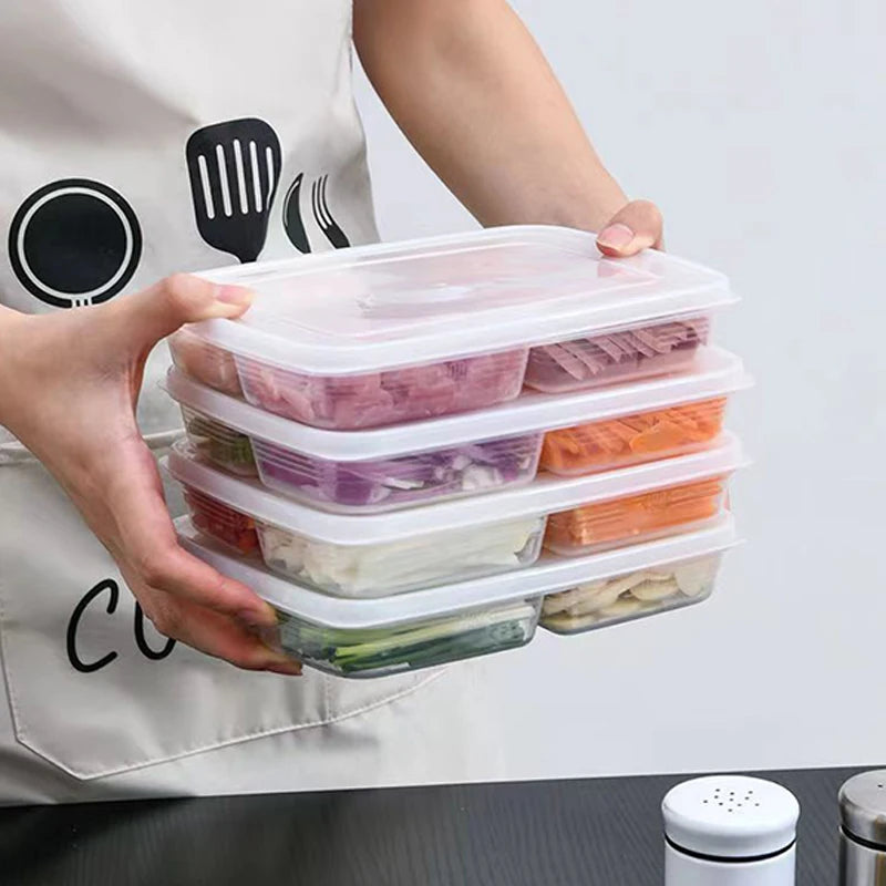 4-Grid Clear Food Storage Box – Fridge Freezer Organizer Food Storage Container Axl