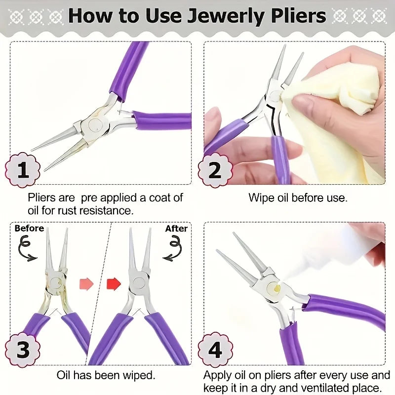 Jewelry Pliers Set – Round, Needle, Wire & Elbow Craft Tools Jewelry Pliers Set Axl