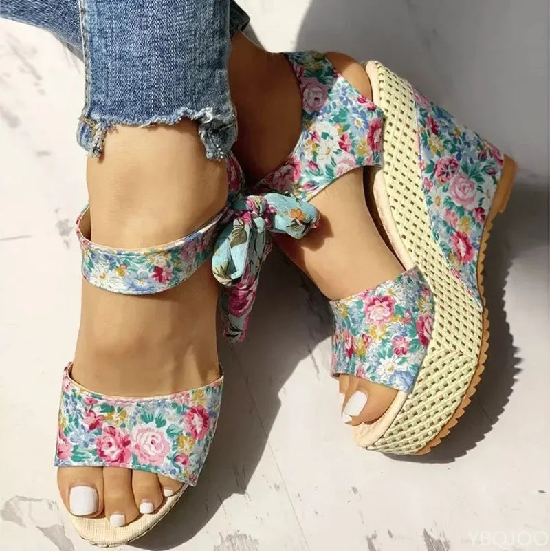 Women's Platform Wedge Sandals – Lace-Up Open Toe High Heels Platform Wedge Sandals Axl
