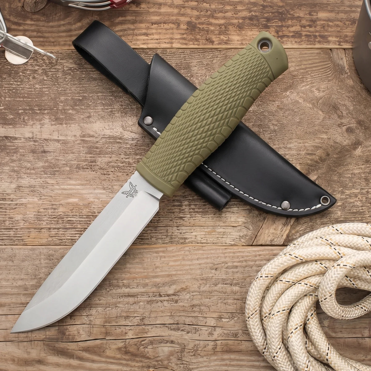 Outdoor Camping Fixed Blade Knife – D2 Steel & Leather Sheath Fixed Blade Knife Axl