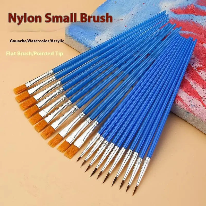 Nylon Painting Brushes Set – Round & Flat for Oil Acrylic Watercolor Art Brush Set Axl