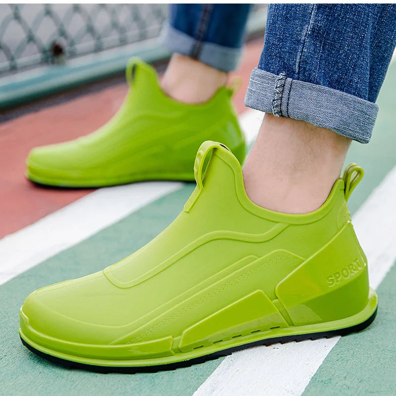 Men's Waterproof Ankle Rain Boots – Non-Slip Outdoor Fishing Men's Rain Boots Axl