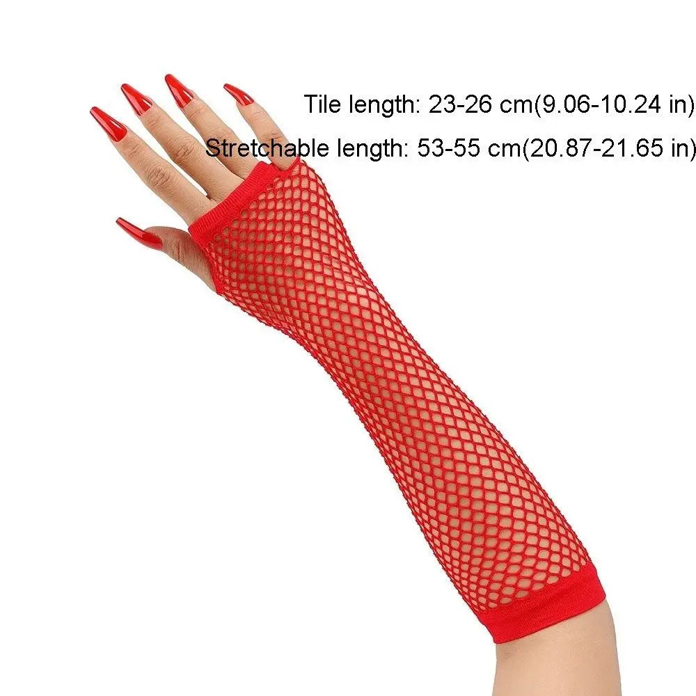 Fingerless Fishnet Mesh Gloves – Long Punk Goth Style Fingerless Mesh Gloves Axl