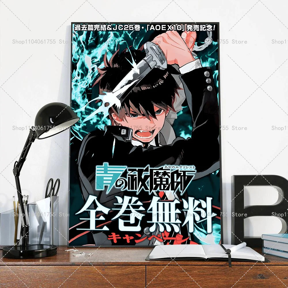 Blue Exorcist Anime Poster – Self-Adhesive Waterproof Wall Art Anime Wall Poster Axl z1 10x15cm No Frame