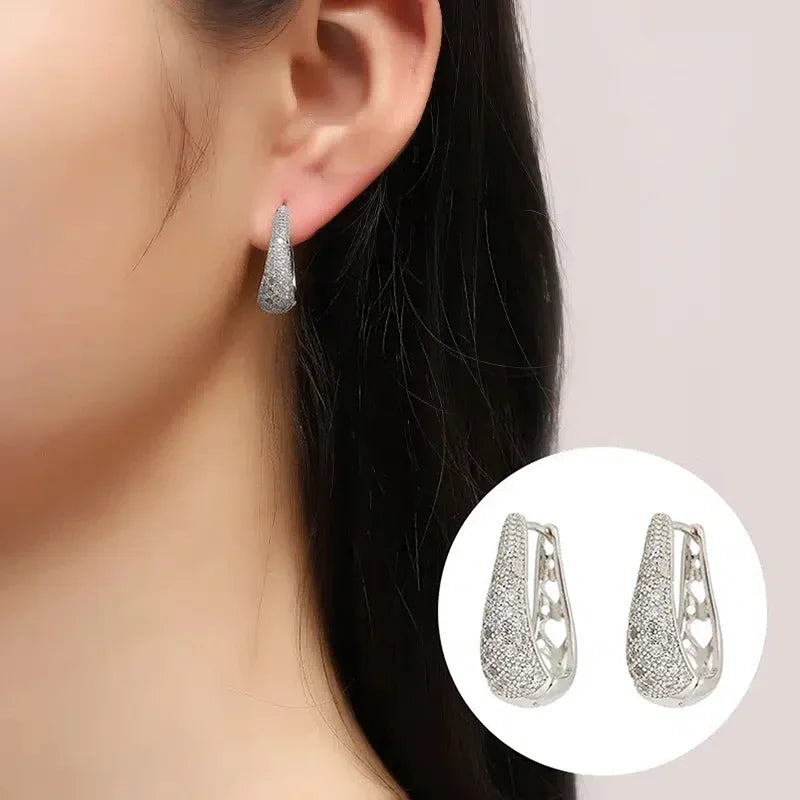 Huitan Hollow Waterdrop Hoop Earrings – CZ Wedding Jewelry Hoop Earrings Axl