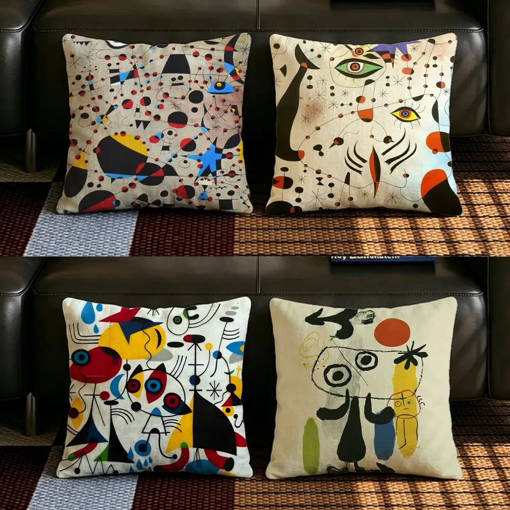 Joan Miró Linen Cushion Cover – Art Print Pillow for Sofa & Bed Decorative Cushion Cover Axl