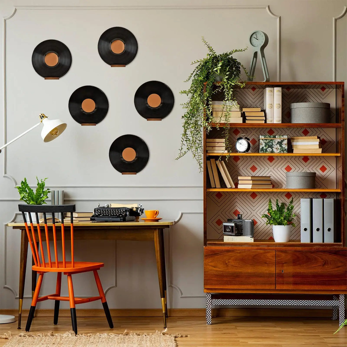 Wall Mounted Vinyl Record Shelf – 6 Rustic Wood Album Mounts Wall Record Shelf Axl