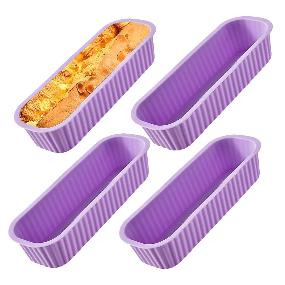 Mini Silicone Loaf Pans – Non-Stick Bread, Cake & Brownie Molds Silicone Baking Mold Axl 4Pcs Purple-78856