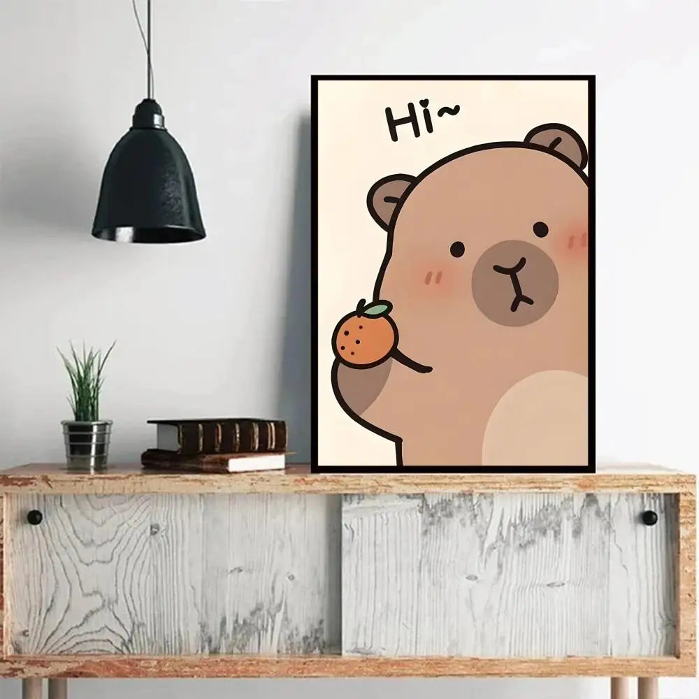 Capybara Cute Animal Poster – Modern Wall Art Sticker Decor Wall Art Poster Axl