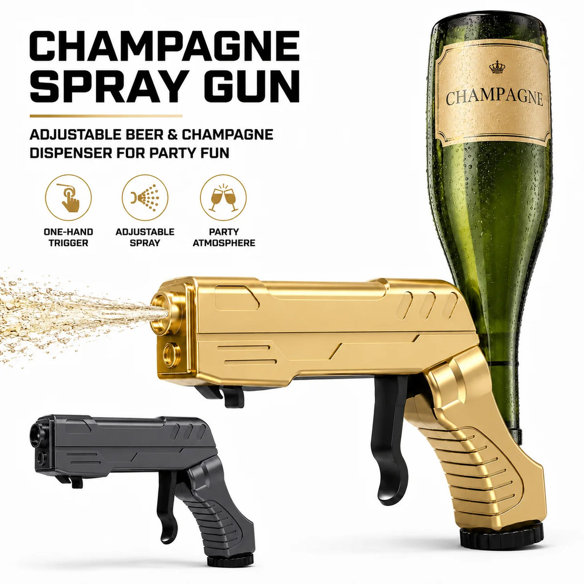 Champagne Gun Shooter – 3-in-1 Bubbly Blaster & Wine Stopper Party Bar Tool Axl