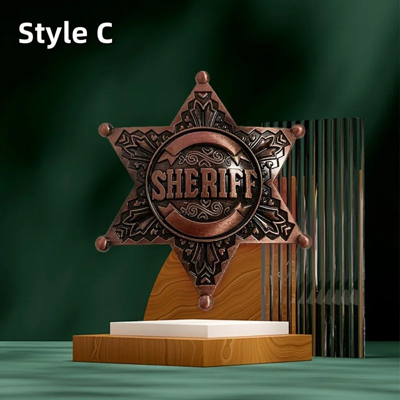 Vintage Western Metal Sheriff Badge – Cowboy Costume Accessory Costume Badge Axl Style C 1pc